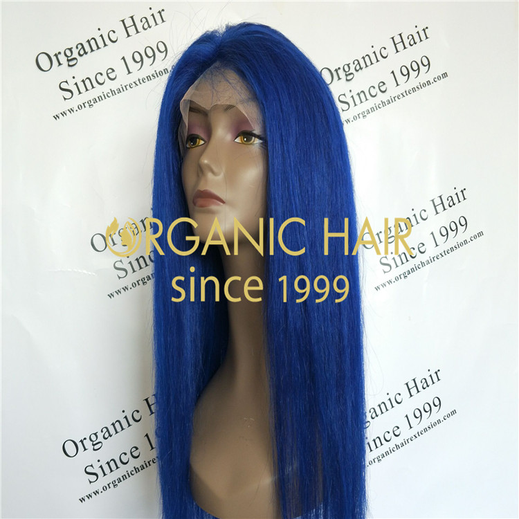 Blue color,130 density full lace wig with vigin remy human hair A54